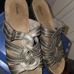 Clarks Women's Metallic Bronze Slide Sandals